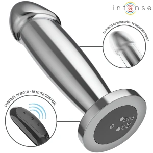 INTENSE - PLUG ANAL 10 VIBRAÃÃES DILDO DE METAL COM CONTROLE REMOTO M